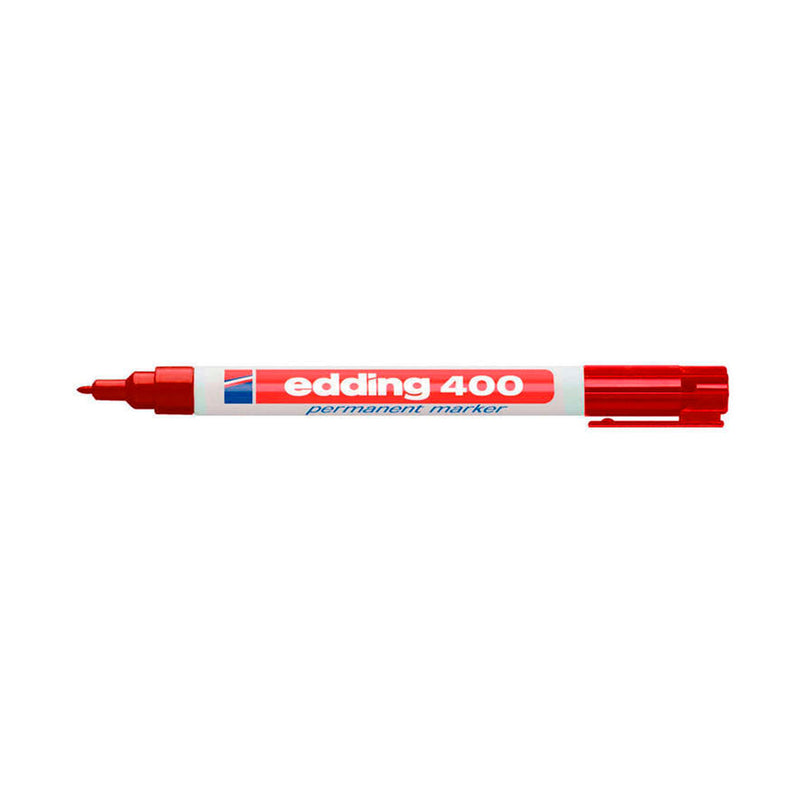 Edding 400 Rotulador Permanente - Punta Redonda - Trazo 1 mm. - Recargable - Secado Rapido - Color Rojo (10 unidades)