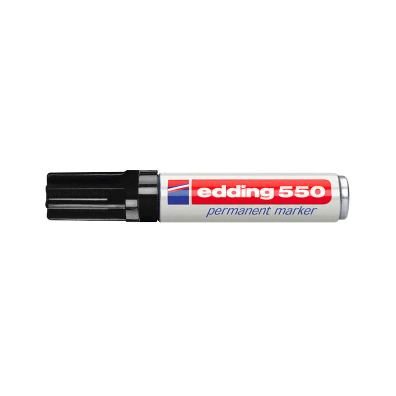 Edding 550 Rotulador Permanente - Punta Redonda - Trazo entre 3 y 4 mm. - Recargable - Secado Rapido - Color Negro (10 unidades)