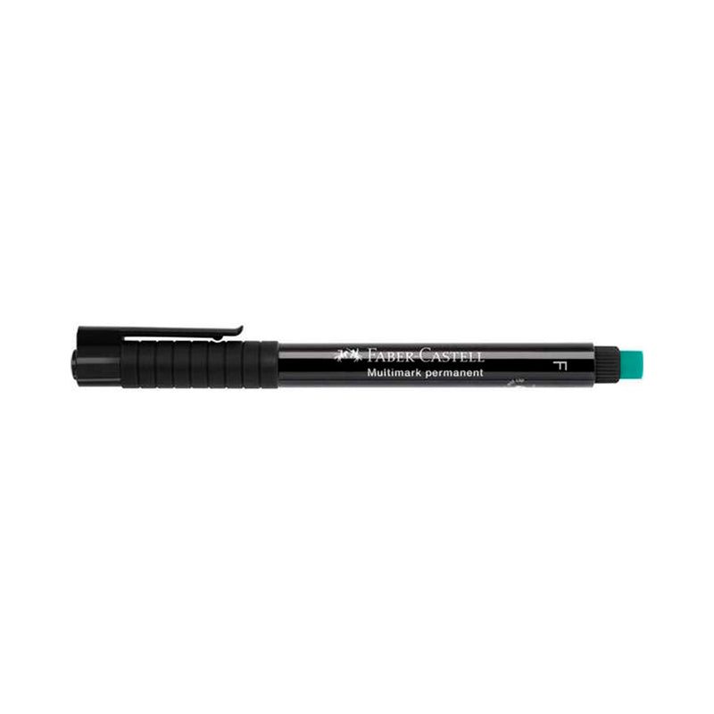 Faber-Castell Multimark Rotulador Permanente - Ancho de Trazo 0.6mm - Goma de Borrar Integrada - Resistente a la Luz y al Agua - Color Negro (10 unidades)