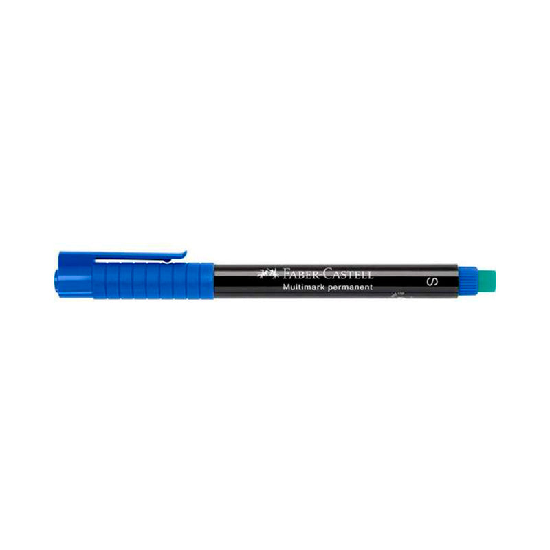 Faber-Castell Multimark Rotulador Permanente - Ancho de Trazo 0.4mm - Goma de Borrar Integrada - Resistente a la Luz y al Agua - Color Azul (10 unidades)