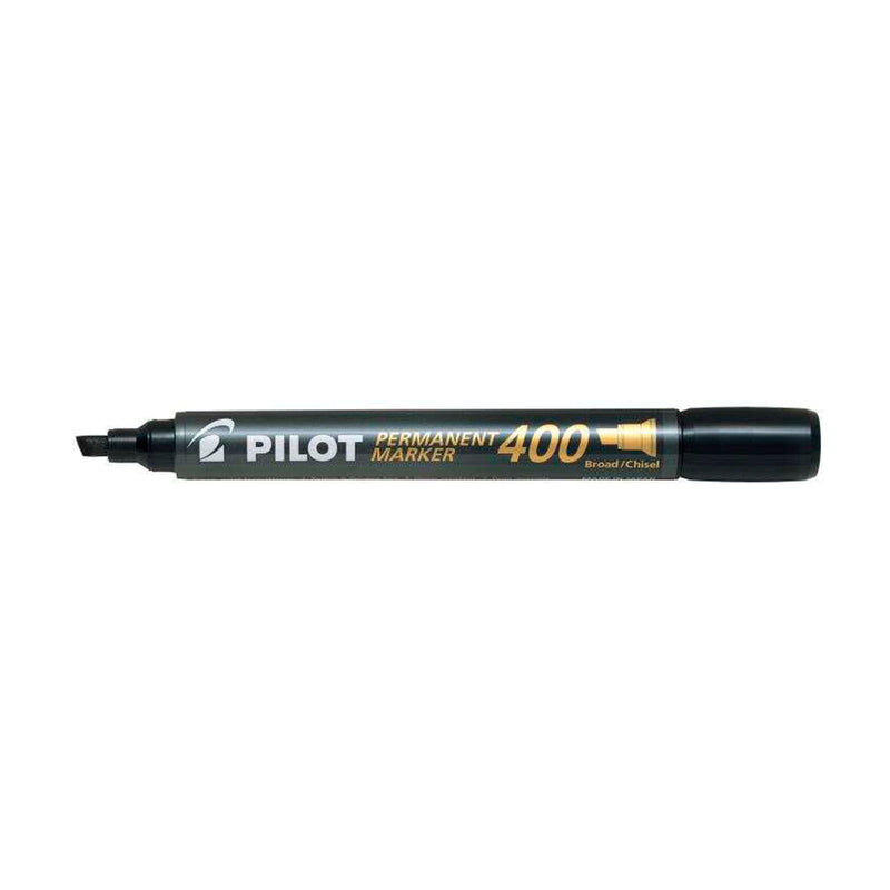 Pilot Rotulador Permanente 400 - Punta Biselada 4,5mm - Trazo 4mm - Color Negro (12 unidades)