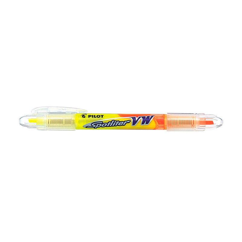 Pilot Rotulador Marcador Spotliter VW - Dos Colores - Fabricado a partir de Plastico Reciclado - Punta Biselada 3.60mm - Trazo de 3.30mm - Color Amarillo/Naranja (12 unidades)