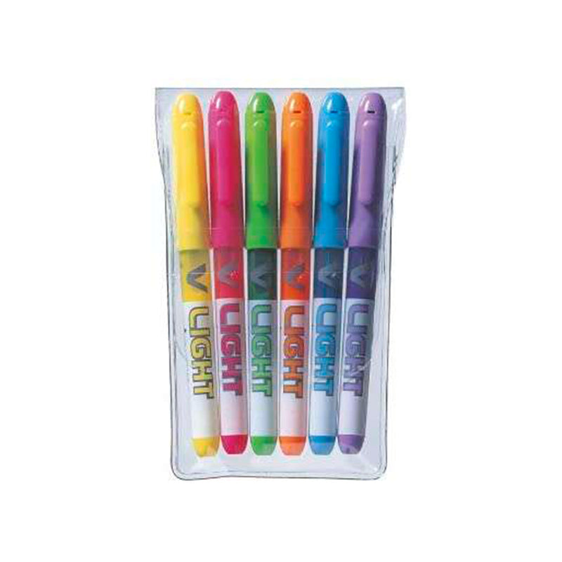 Pilot Pack de 6 Rotuladores Marcadores V-Light - Punta Biselada 3.60mm - Trazo de 3.30mm - Colores Surtidos