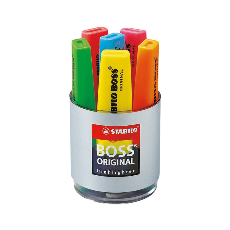 Stabilo Boss 70 Pack de 6 Marcadores Fluorescentes - Trazo entre 2 y 5mm - Recargable - Tinta con Base de Agua - Colores Surtidos