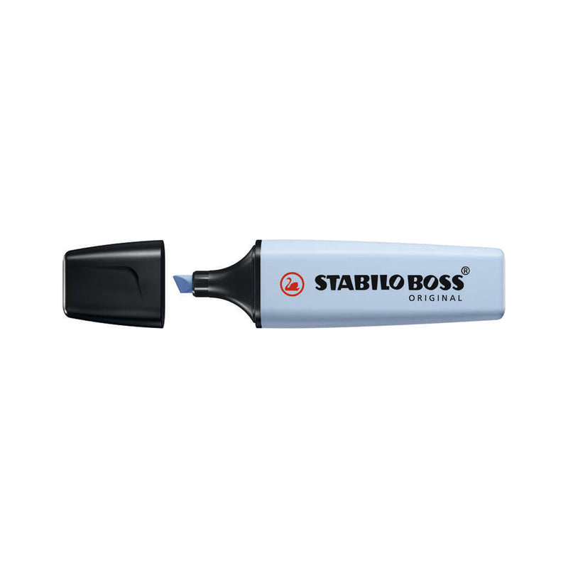 Stabilo Boss 70 Pastel Rotulador Marcador Fluorescente - Trazo entre 2 y 5mm - Recargable - Tinta con Base de Agua - Color Azul Nublado (10 unidades)