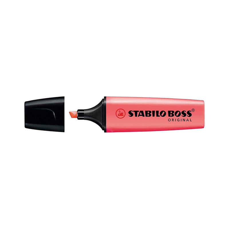 Stabilo Boss 70 Pastel Marcador Fluorescente - Trazo entre 2 y 5mm - Recargable - Tinta con Base de Agua - Color Rojo Coral Meloso (10 unidades)