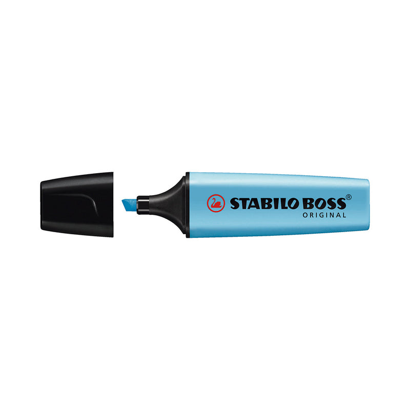 Stabilo Boss 70 Rotulador Marcador Fluorescente - Trazo entre 2 y 5mm - Recargable - Tinta con Base de Agua - Color Azul Fluorescente (10 unidades)