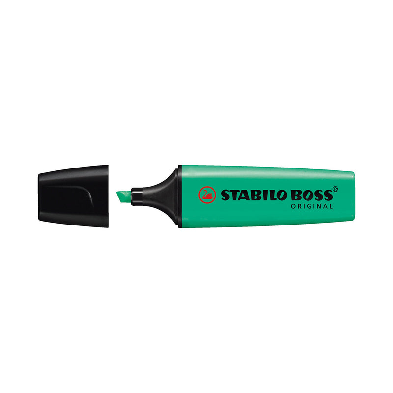 Stabilo Boss 70 Rotulador Marcador Fluorescente - Trazo entre 2 y 5mm - Recargable - Tinta con Base de Agua - Color Turquesa Fluorescente (10 unidades)