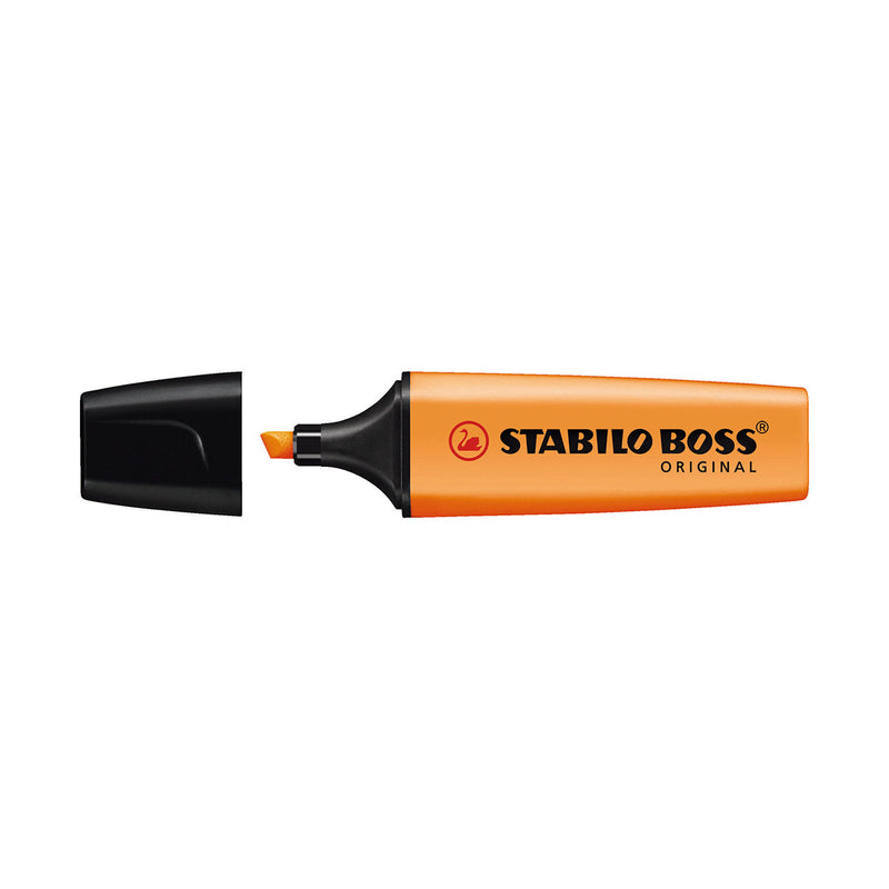 Stabilo Boss 70 Rotulador Marcador Fluorescente - Trazo entre 2 y 5mm - Recargable - Tinta con Base de Agua - Color Naranja Fluorescente (10 unidades)