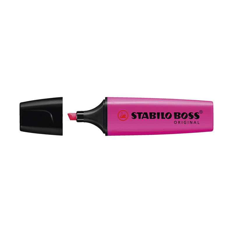 Stabilo Boss 70 Rotulador Marcador Fluorescente - Trazo entre 2 y 5mm - Recargable - Tinta con Base de Agua - Color Magenta Fluorescente (10 unidades)