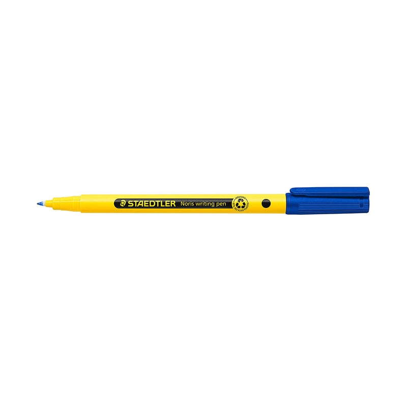 Staedtler 307 Noris Writing Pen Rotulador de Punta Fina - Trazo 0.6mm Aprox - Tinta Base de Agua - Cuerpo Fabricado en un 97% de Plastico Reciclado - Color Azul (10 unidades)