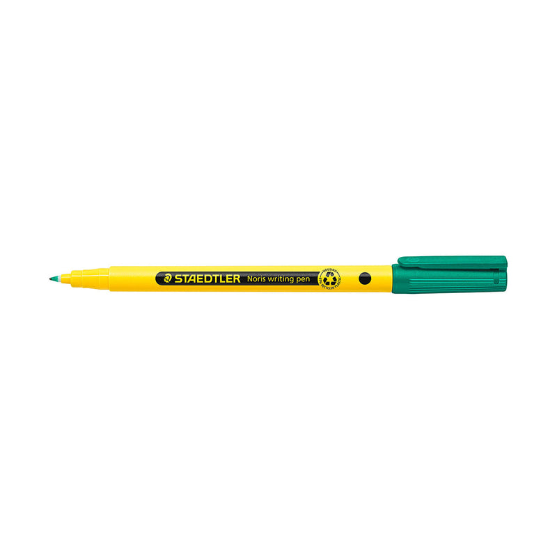 Staedtler 307 Noris Writing Pen Rotulador de Punta Fina - Trazo 0.6mm Aprox - Tinta Base de Agua - Cuerpo Fabricado en un 97% de Plastico Reciclado - Color Verde (10 unidades)