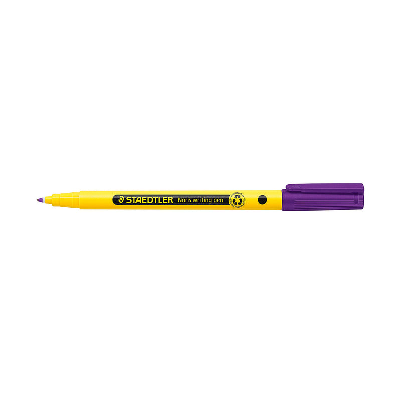 Staedtler 307 Noris Writing Pen Rotulador de Punta Fina - Trazo 0.6mm Aprox - Tinta Base de Agua - Cuerpo Fabricado en un 97% de Plastico Reciclado - Color Violeta (10 unidades)