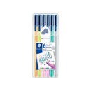Staedtler Triplus Color 323 Pastel Pack de 6 Rotuladores de Punta Fina - Trazo 1mm Aprox - Tinta Base de Agua - Colores Surtidos