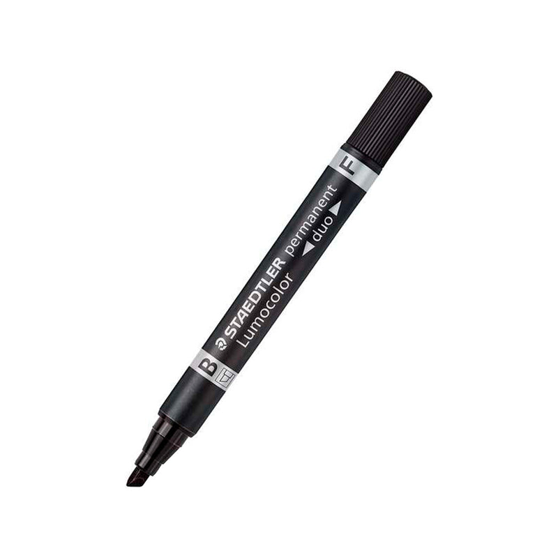 Staedtler Lumocolor 348 Rotulador Permanente de Doble Punta - Secado Rapido - Color Negro (10 unidades)