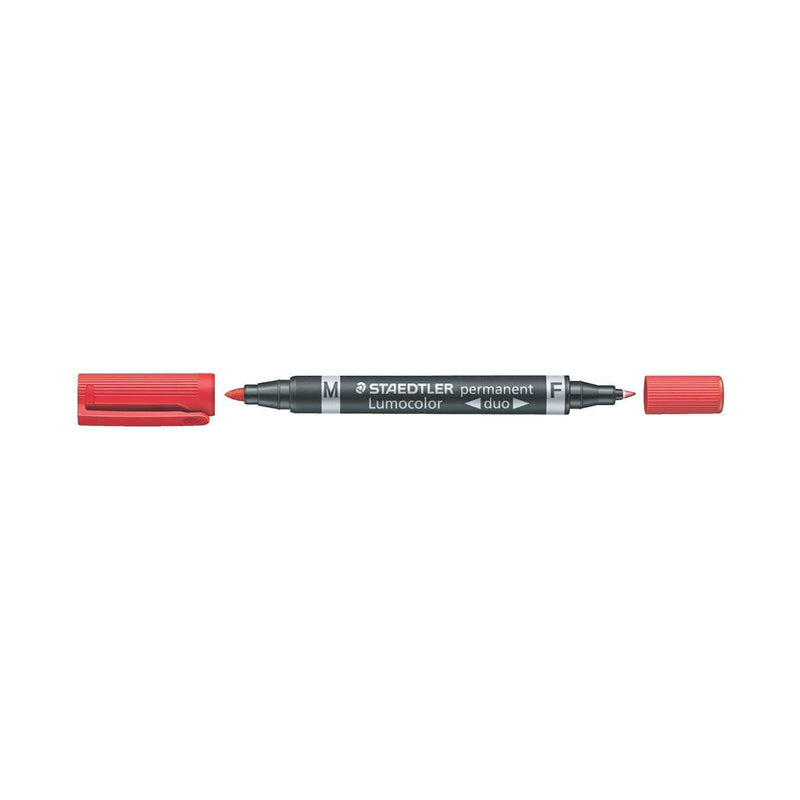 Staedtler Lumocolor 348 Rotulador Permanente de Doble Punta - Secado Rapido - Color Rojo (10 unidades)