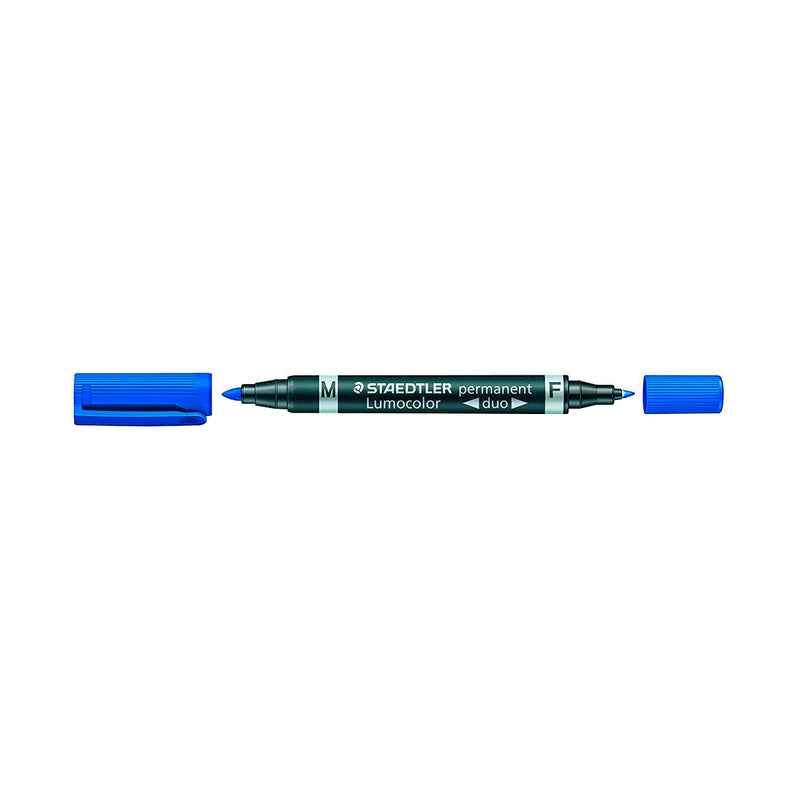 Staedtler Lumocolor 348 Rotulador Permanente de Doble Punta - Secado Rapido - Color Azul (10 unidades)