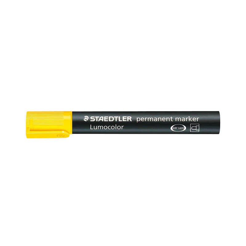 Staedtler Lumocolor 352 Rotulador Permanente - Punta Redonda - Trazo 2mm Aprox - Capuchon con Clip - Secado Rapido - Color Amarillo (10 unidades)