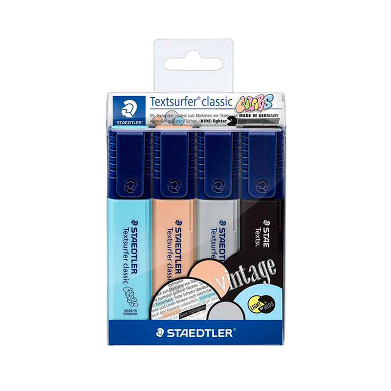 Staedtler Textsurfer Classic 364 Pack de 4 Marcadores Fluorescentes - Secado Rapido - Trazo 1 - 5mm Aprox - Colores Surtidos