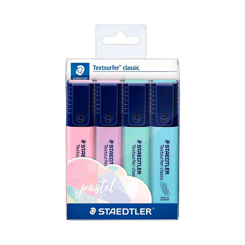 Staedtler Textsurfer Classic 364 Pastel Pack de 4 Marcadores Fluorescentes - Secado Rapido - Trazo 1 - 5mm Aprox - Colores Surtidos