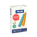 Milan Pack de 10 Tizas de Colores - Redondas - Antipolvo - No Contienen Caseina ni Yeso - Colores Surtidos