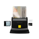 Aisens Lector de Tarjeta Inteligente DNI USB-C con Lector de Tarjetas SIM, SD, Micro SD, MMC, RS-MMC, MMC Micro - Color Negro