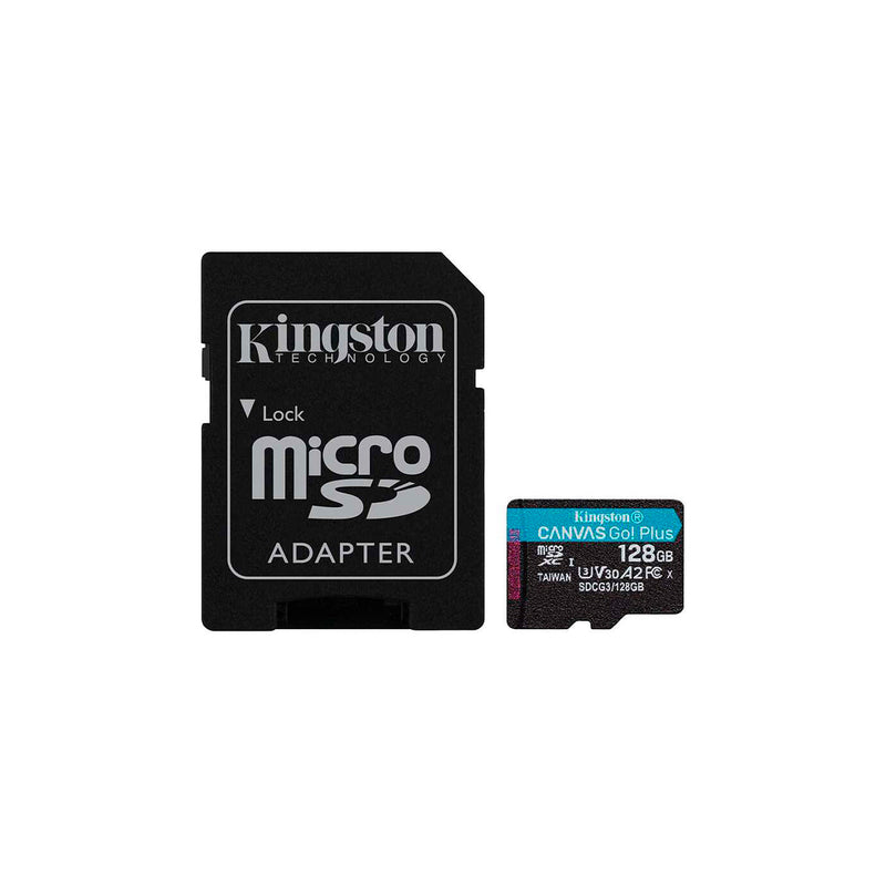 Kingston Tarjeta Micro SDXC 128GB UHS-I U3 V30 Clase 10 170MB/s Canvas Go Plus con Adaptador