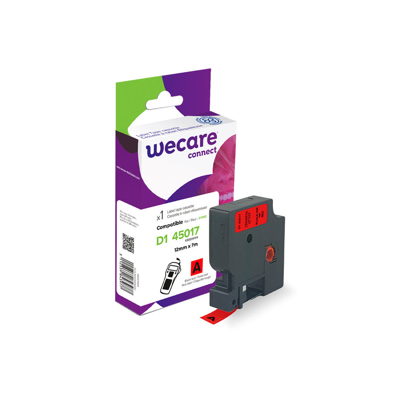 Armor Wecare 45017 S0720570 Texto Negro Fondo Rojo Cinta de Etiquetas Compatible Premium Dymo