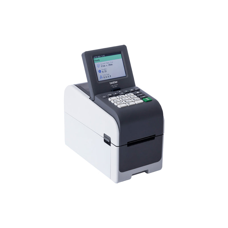 Brother TD-2320DSA300 Impresora de etiquetas, pulseras y tickets de sobremesa con resolución de 300ppp, pantalla color táctil y red cableada.