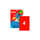 Apli Pack de 80 Etiquetas 105x148mm - 20 Hojas x 4 Etiquetas - Adhesivo Permanente - Cantos Rectos - Color Rojo