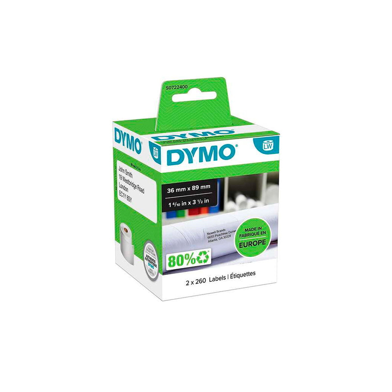 Dymo LW 99012 Etiquetas Originales de Direccion Grandes Autoadhesivas - 36x89mm - 520 Unidades - S0722400
