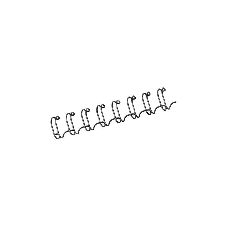 Fellowes Wire Pack de 100 Espirales Dobles Metalicas 8mm - Hasta 50 Paginas - Color Negro