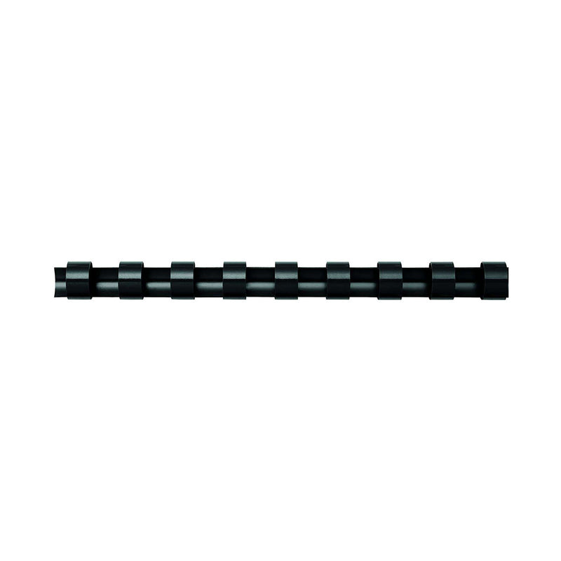 Fellowes Pack de 25 Canutillos de Plastico 6mm - Hasta 20 Hojas - Facil de Utilizar y Flexible - Alta Calidad - Color Negro
