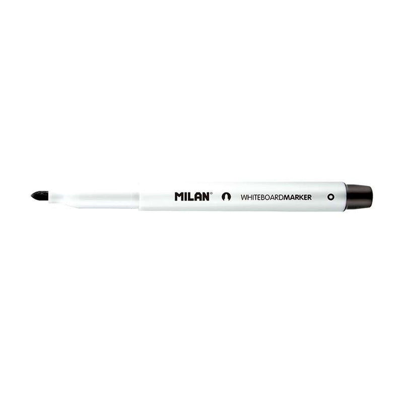 Milan Rotuladores para Pizarra Blanca con Punta Redonda - Punta 3.7 mm - Tinta a Base de Alcohol - Borrable en Seco - Color Negro