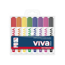 Molin Viva Pack de 8 Rotuladores para Pizarra Blanca - Punta Redonda de Fibra Sintetica - Trazo 3mm - Tinta con Base de Alcohol - Colores Surtidos