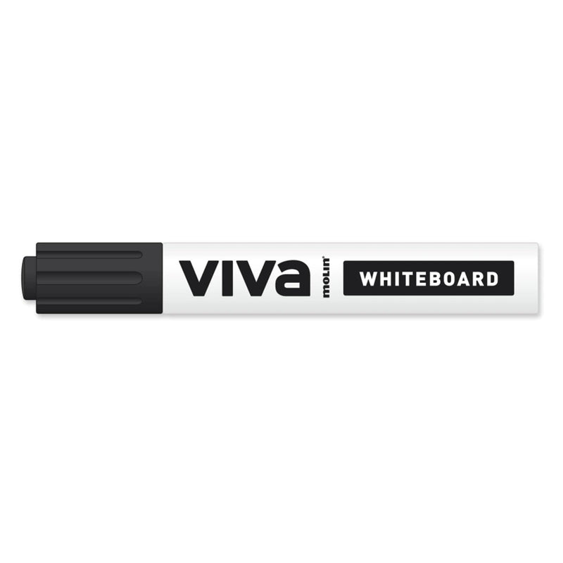 Molin Viva Rotulador para Pizarra Blanca - Punta Redonda de Fibra Sintetica - Trazo 3mm - Tinta con Base de Alcohol - Color Negro