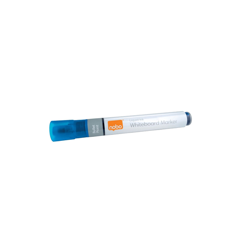 Nobo Pack de 10 Rotuladores para Pizarra Blanca - Punta Redonda 3mm - Tinta Liquida - Ventana para Ver el Nivel de Tinta - Color Azul