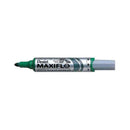 Pentel Maxiflo Rotulador para Pizarra Blanca - Regulacion del Flujo de Tinta - Punta Redonda - Ancho de Linea 2,5mm - 50% de Materiales Reciclados - Color Verde (12 unidades)
