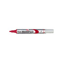 Pentel Maxiflo Rotulador para Pizarra Blanca - Regulacion del Flujo de Tinta - Punta de Bala - Ancho de Linea 2mm - 50% de Materiales Reciclados - Color Rojo