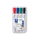 Staedtler Lumocolor 351 Pack de 4 Marcadores para Pizarra Blanca - Secado Rapido - Colores Surtidos