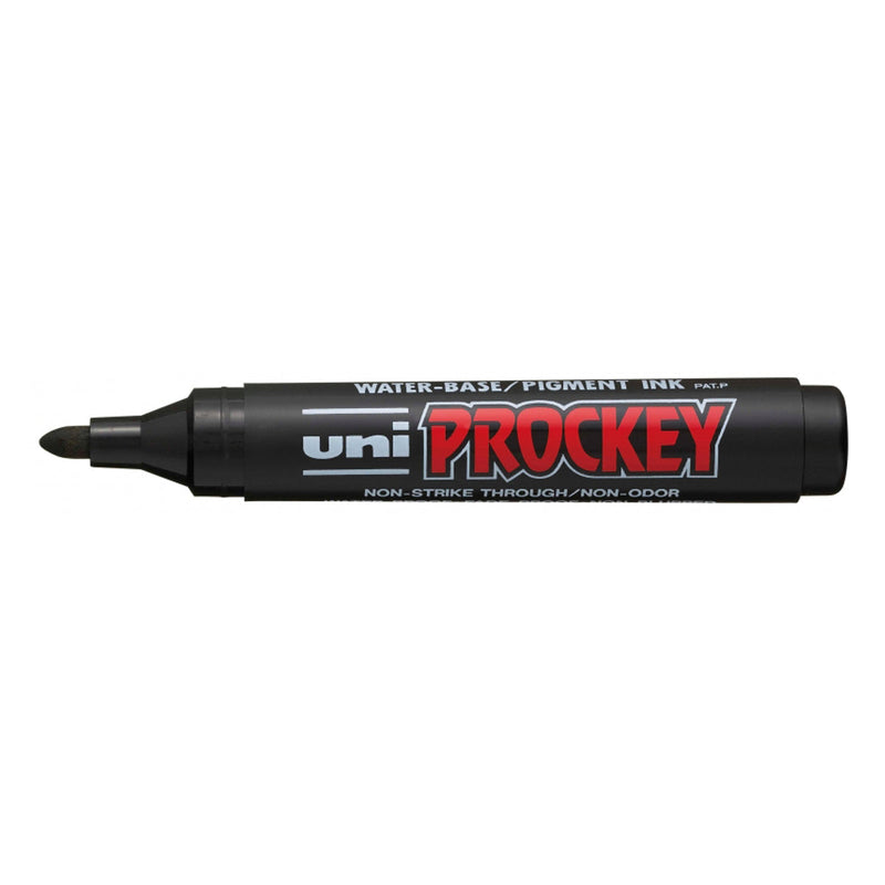 Uni-ball PM-122 Marcador de Tinta Pigmentada - Punta de Bala 1.2-1.8mm - Ideal para Pizarras de Papel - Tinta Inodora - Color Negro