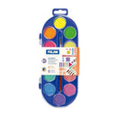 Milan Estuche de 12 Acuarelas Ø30 mm + Pincel Serie 101 - Mezclable - Colores Fluorescentes y Metalizados