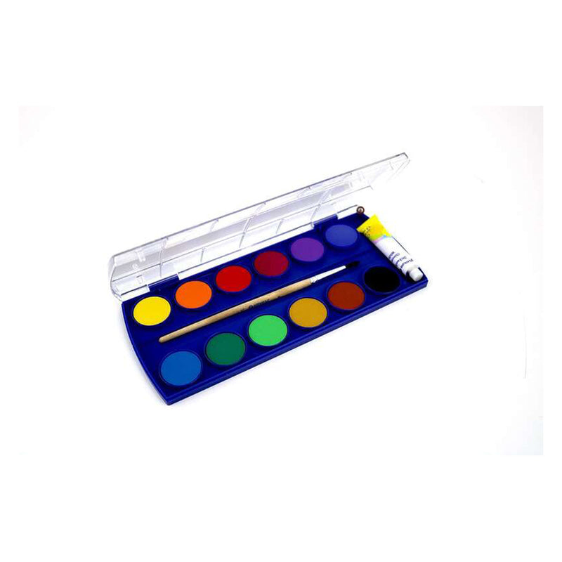 Pelikan Acuarelas Escolares - 12 Colores - Acuarela Escolar F355 - Caja de 12 Colores + 1 Pincel - Faciles de Diluir - Resistentes a la Luz