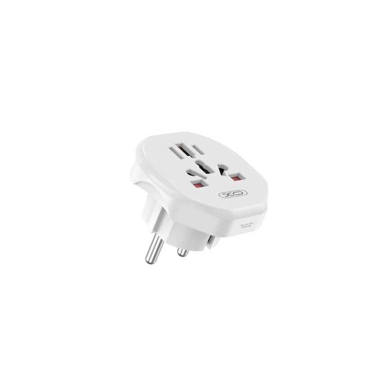 XO Enchufe de Pared Universal - Proteccion Infantil - 250V - 10Amp - 2500W - 58.2x55.6x49.4mm - Color Blanco