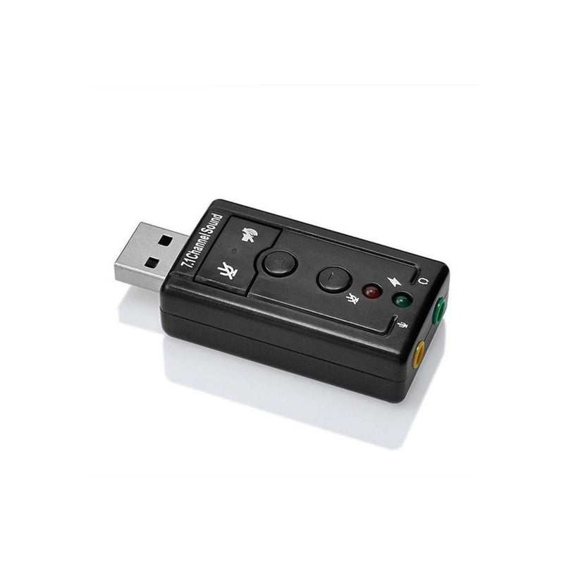 Ewent EW3762 Adaptador USB Audio - 2 Conectores 3.5mm para Microfono y Altavoces - Sonido 7.1 - Color Negro