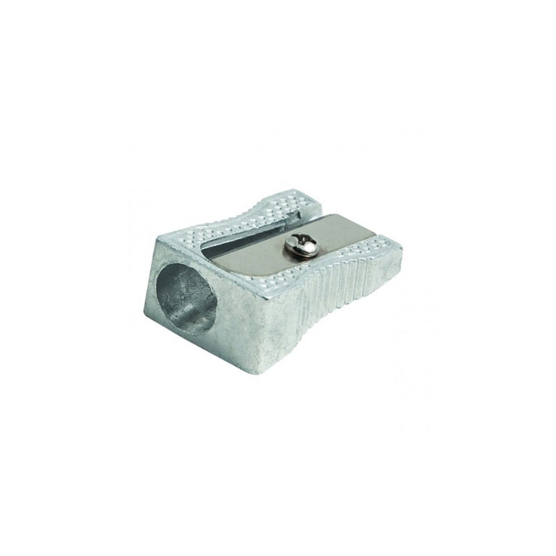 Faibo Afilalapiz Metalico para Lapices de hasta 8mm - Forma de Cuña - Color Aluminio