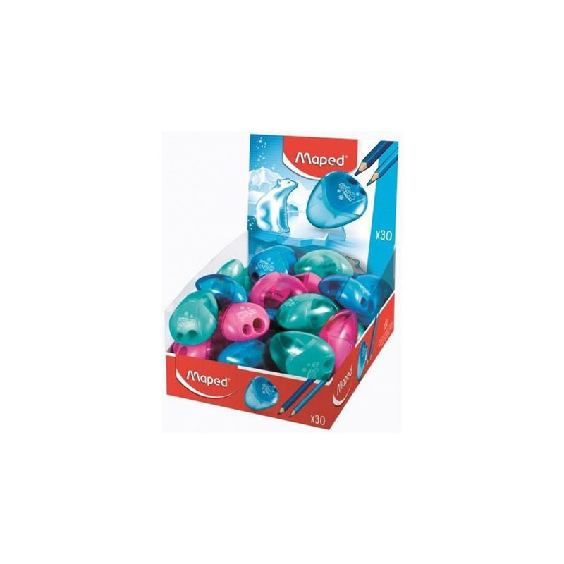 Maped I-Gloo Sacapuntas de 2 Orificios con Deposito de Gran Capacidad - Forma Ergonomica - Colores Surtidos