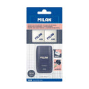 Milan Compact Serie 1918 Afilaborra Compact con 2 Gomas de Borrar - Sacapuntas Doble - Cuchilla de Seguridad - Color Azul Oscuro