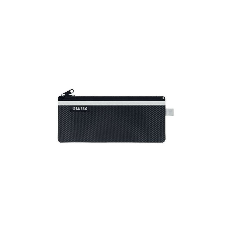Leitz WOW Bolsa Porta-Todo Mediana 2 Compartimentos - Tamaño 85x6x210mm - Lavable y Duradera - Cierre de Cremallera - Color Negro