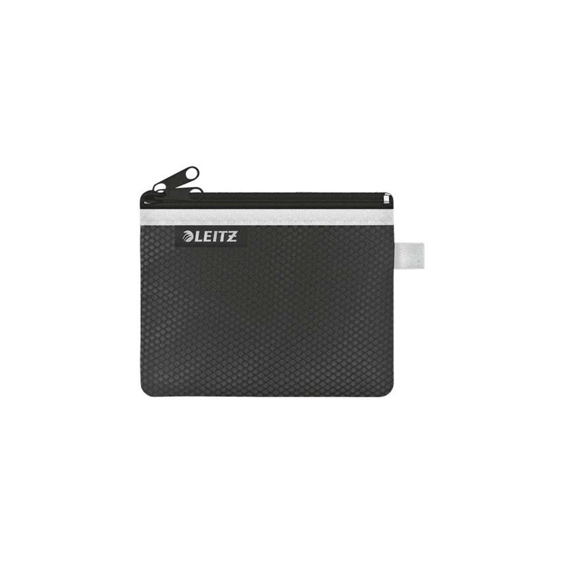 Leitz WOW Bolsa Porta-Todo Pequeña 2 Compartimentos - Tamaño 105x6x140mm - Lavable y Duradera - Cierre de Cremallera - Color Negro
